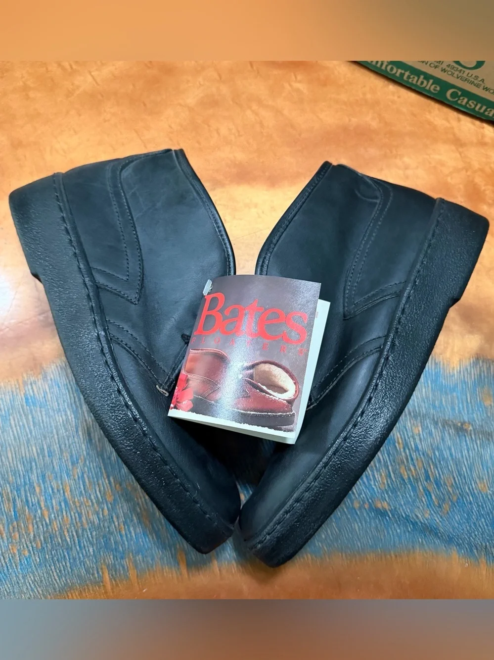 Vtg Bates Floaters Black Leather Shearling Wool Lined Boots size 9 New USA
